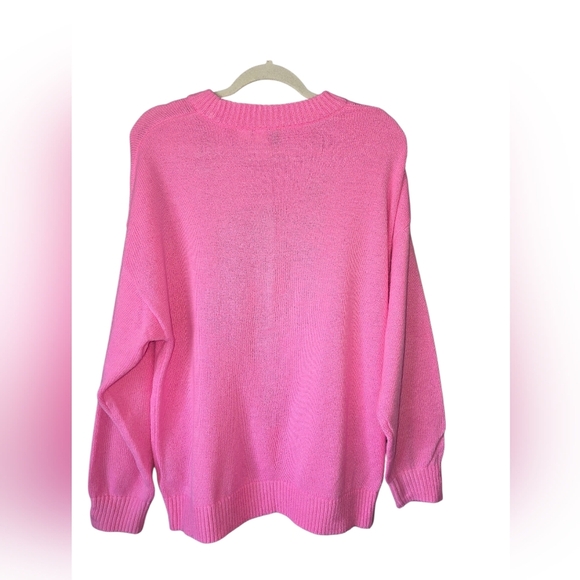 H&M Divided Disney Mickey Mouse Jacquard Knit Sweater Pink Black Crewneck - Picture 2 of 9